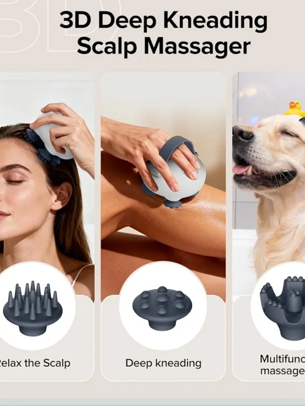 Scalp Massager - White and Dark Blue